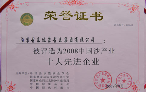 2008中國沙產業(yè)十大先進企業(yè)